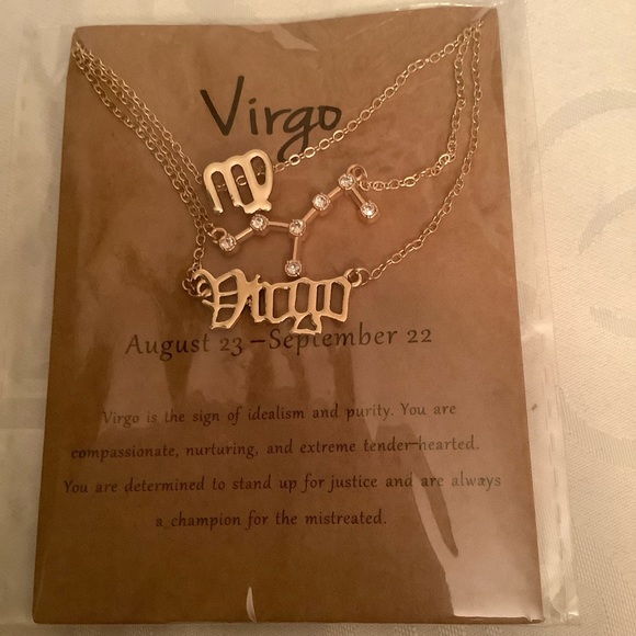 Zodiac Virgo 3 piece Goldtone Pendant necklaces - Picture 4 of 8